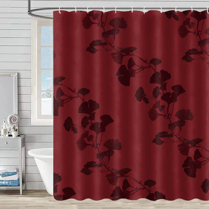 Waterproof shower curtain with ginkgo biloba pattern