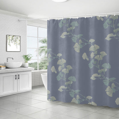 Waterproof shower curtain with ginkgo biloba pattern