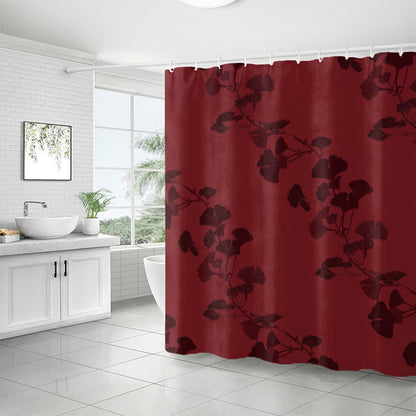 Waterproof shower curtain with ginkgo biloba pattern