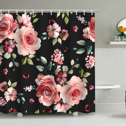 Rideau de douche imprimé de roses