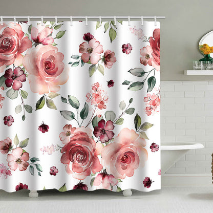 Rideau de douche imprimé de roses