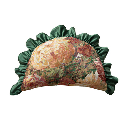 Peony cushion with a ruffle