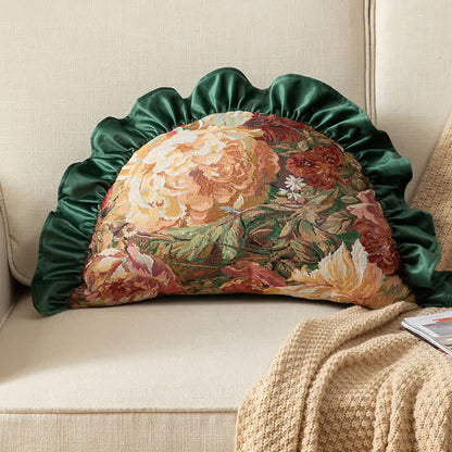 Peony cushion with a ruffle