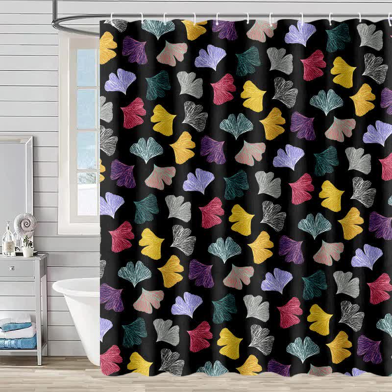 Shower curtain with ginkgo leaves