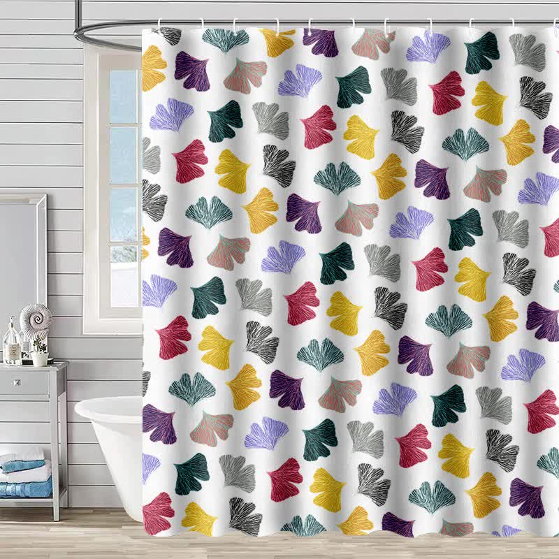 Shower curtain with ginkgo leaves
