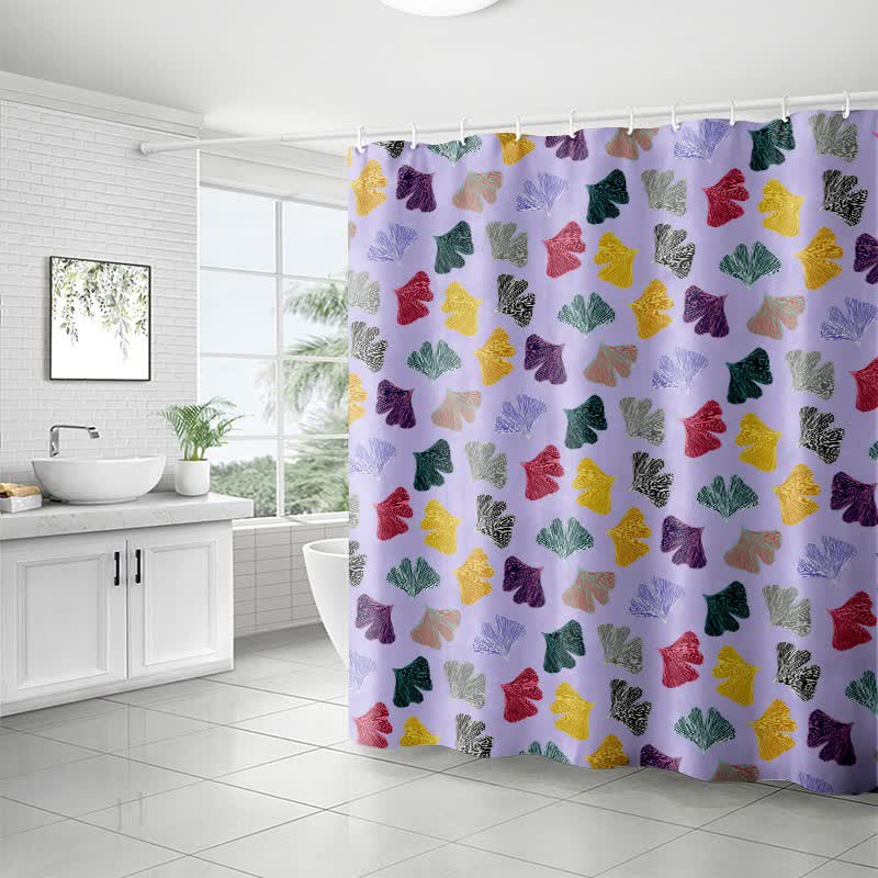 Shower curtain with ginkgo leaves