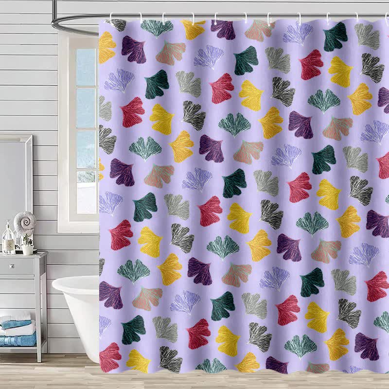 Shower curtain with ginkgo leaves