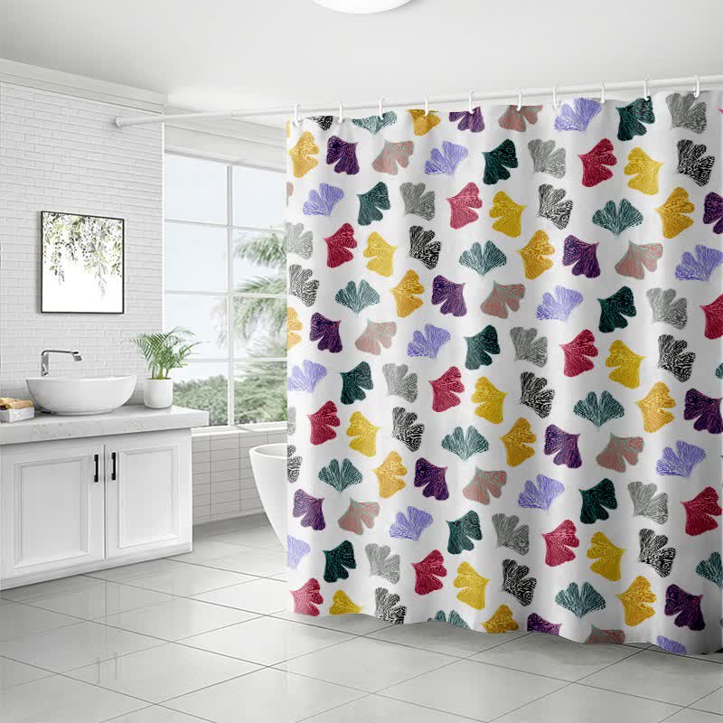 Shower curtain with ginkgo leaves