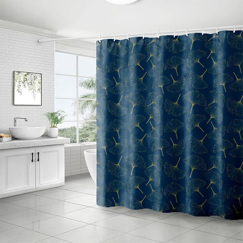 Rideau de douche à motif linéaire de ginkgo biloba
