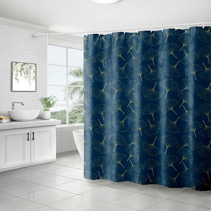 Rideau de douche à motif linéaire de ginkgo biloba