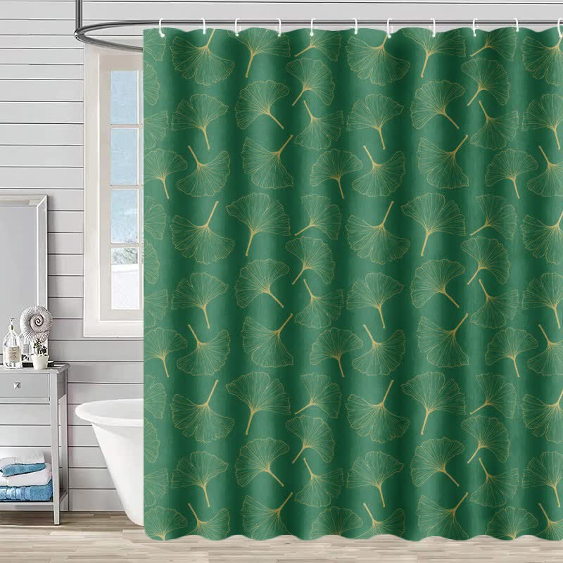 Rideau de douche à motif linéaire de ginkgo biloba