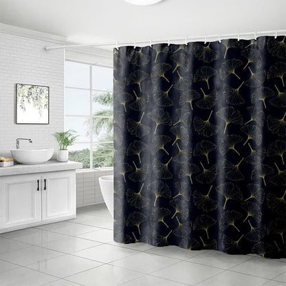 Rideau de douche à motif linéaire de ginkgo biloba