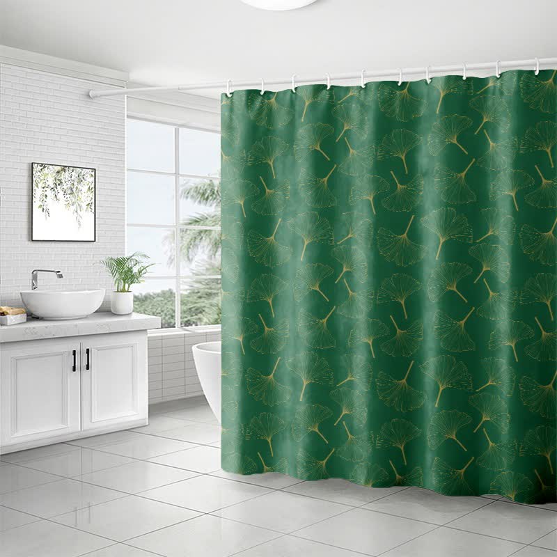Rideau de douche à motif linéaire de ginkgo biloba