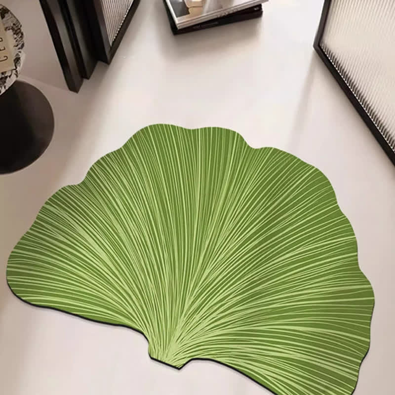 Tapis de bain en terre de diatomée en forme de feuille de ginkgo