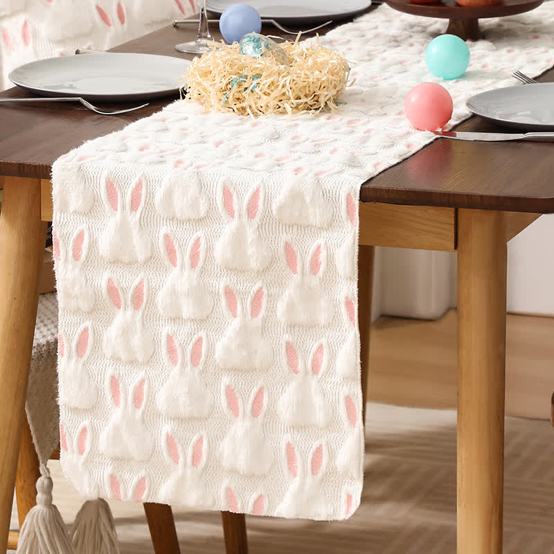 Easter table runner with a rabbit