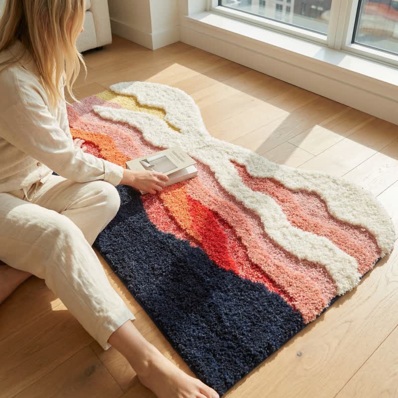 Wave-shaped rug