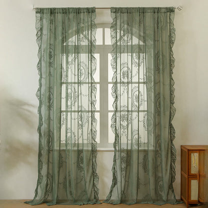 Sheer curtain with lace