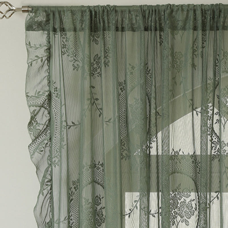 Sheer curtain with lace