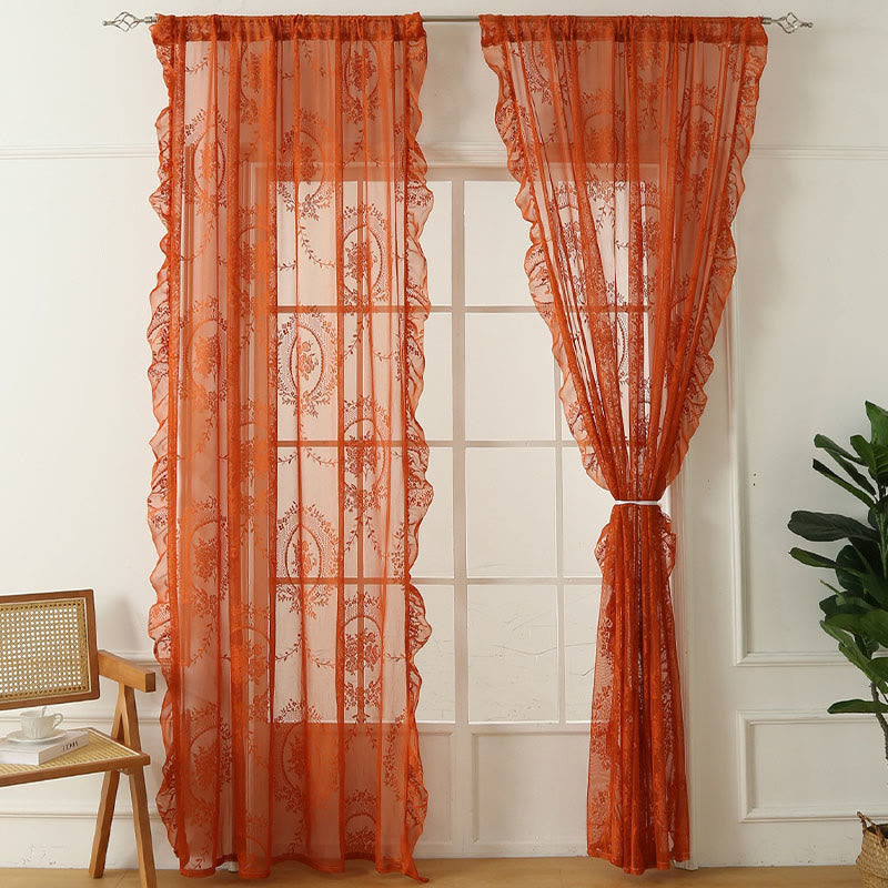 Sheer curtain with lace