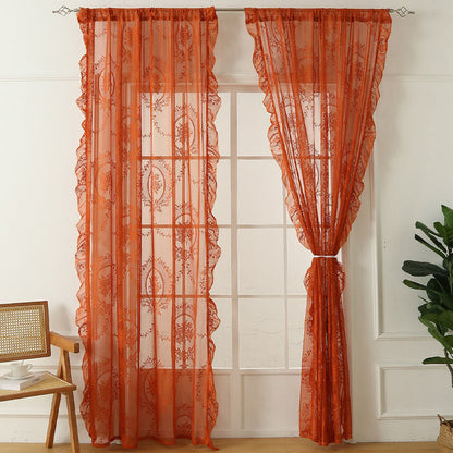 Sheer curtain with lace