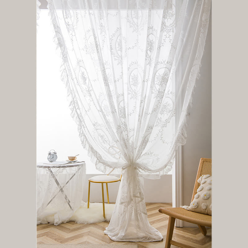 Sheer curtain with lace