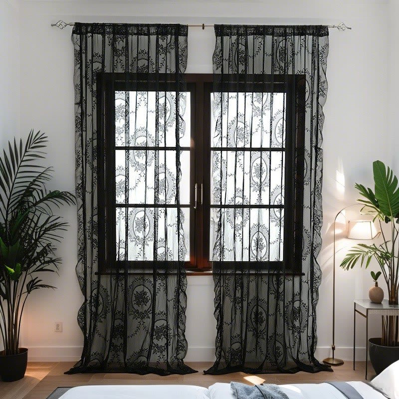 Sheer curtain with lace