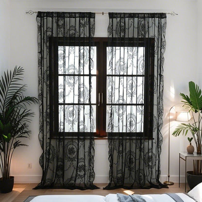 Sheer curtain with lace