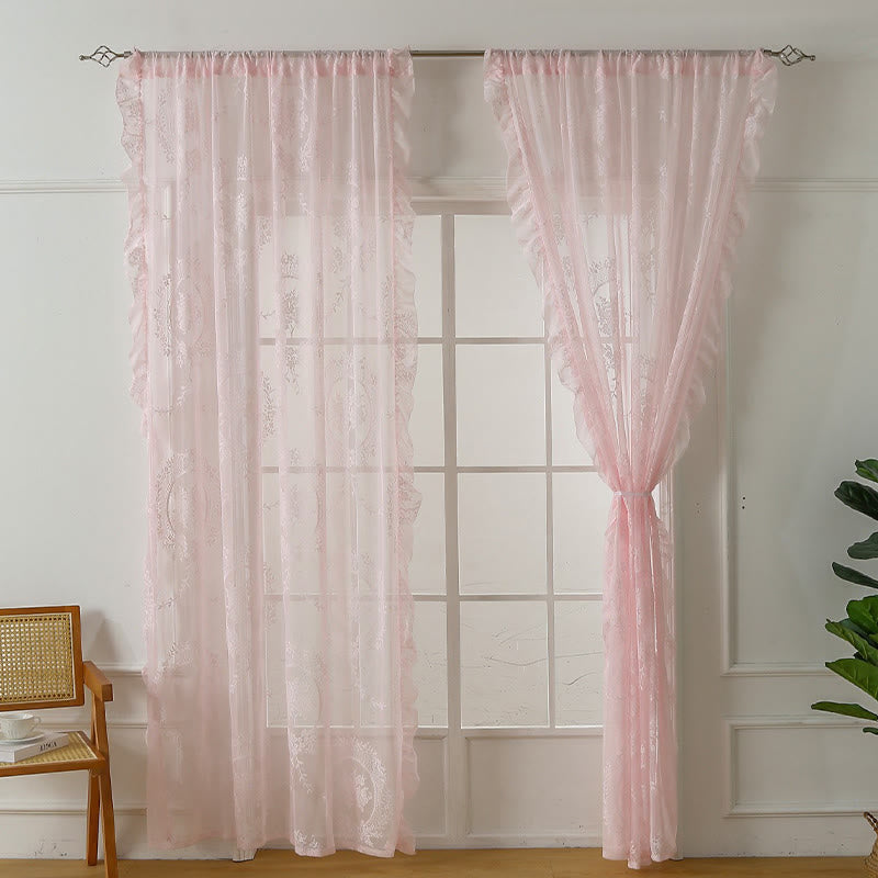 Sheer curtain with lace