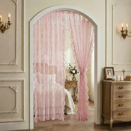 Sheer curtain with lace