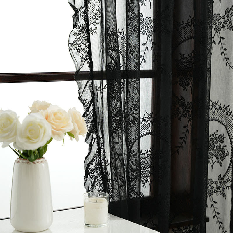 Sheer curtain with lace