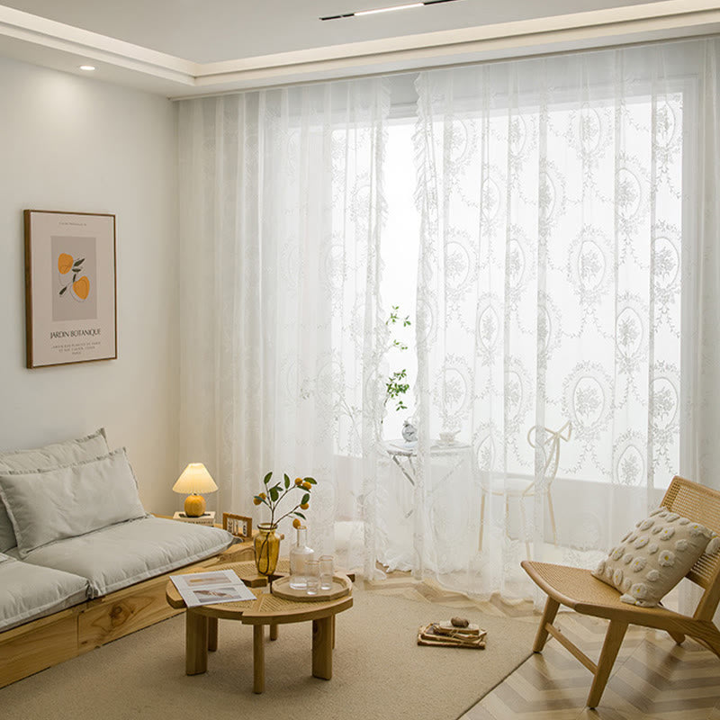 Sheer curtain with lace