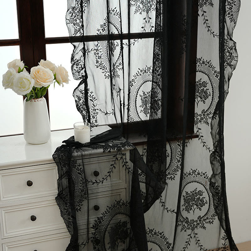 Sheer curtain with lace