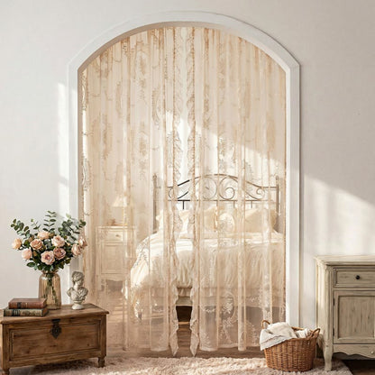 Sheer curtain with lace