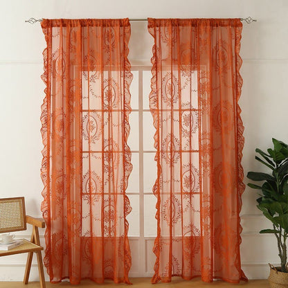 Sheer curtain with lace