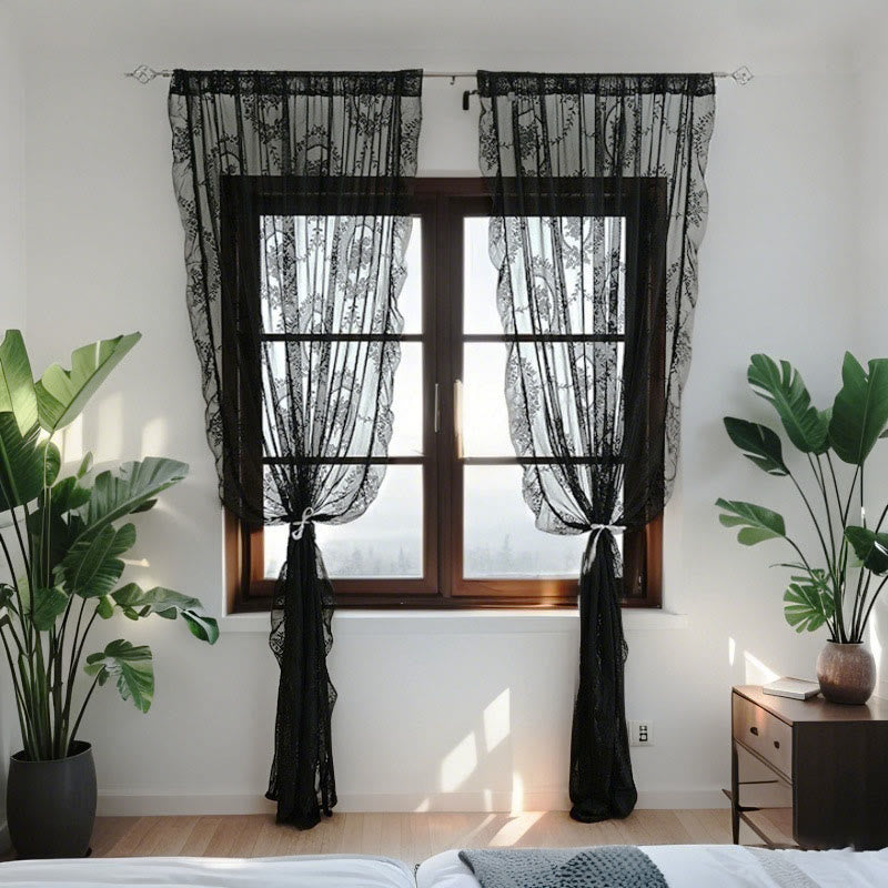 Sheer curtain with lace