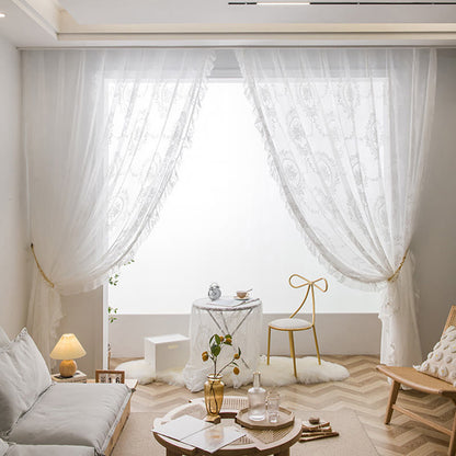 Sheer curtain with lace