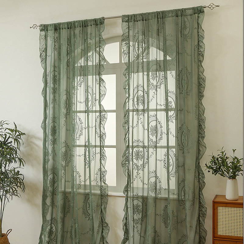 Sheer curtain with lace