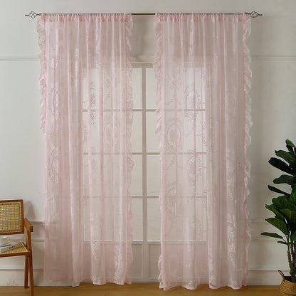 Sheer curtain with lace