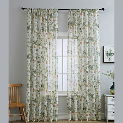 Sheer curtain with a floral pattern