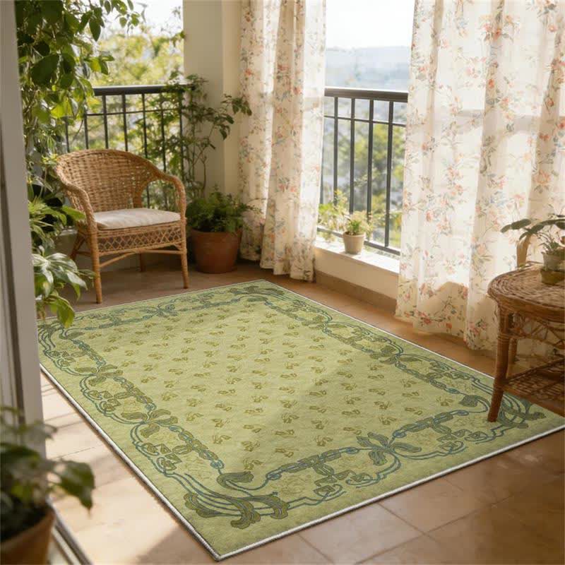 Tapis lavable avec bordure florale