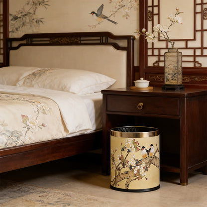 Double basket with a bird and peach motif