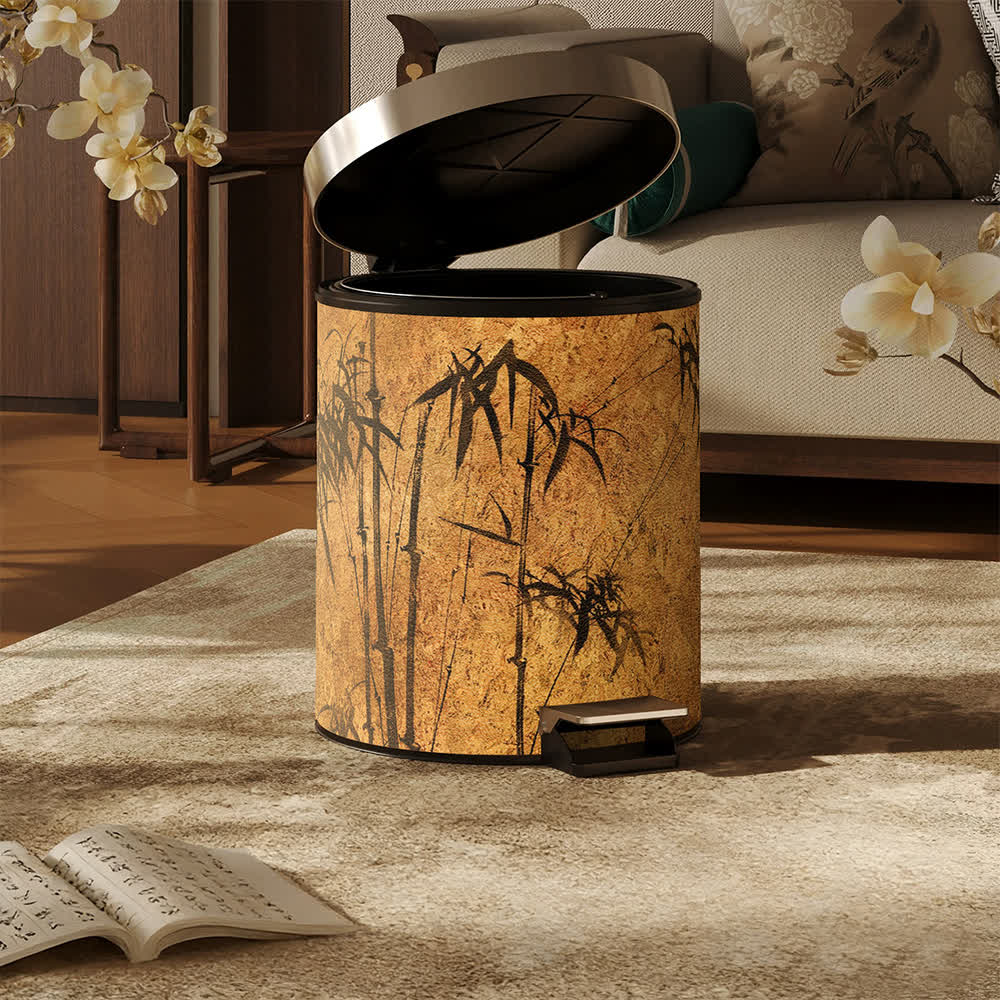 Bamboo-patterned waste bin