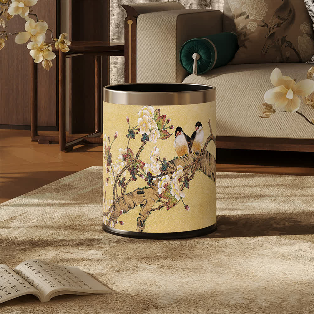 Double basket with a bird and peach motif