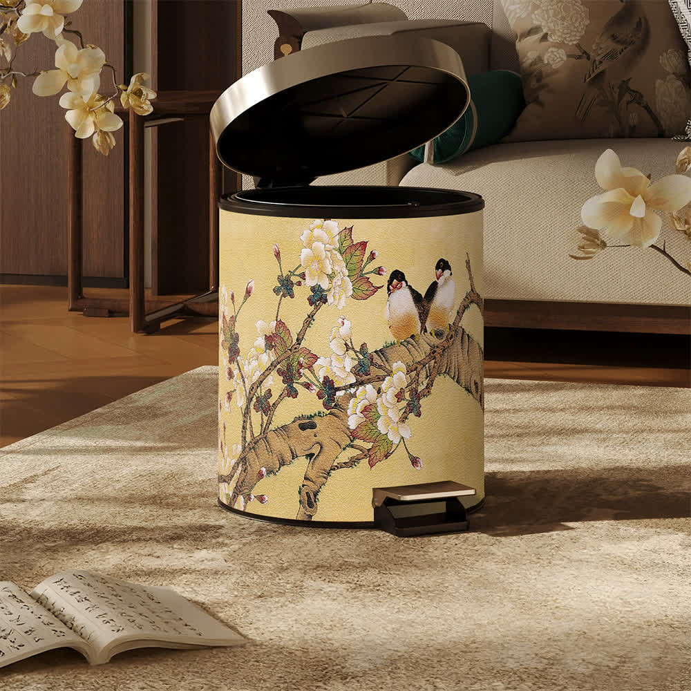 Double basket with a bird and peach motif