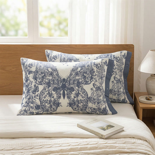 Butterfly and flower pillowcases, 2 pcs.