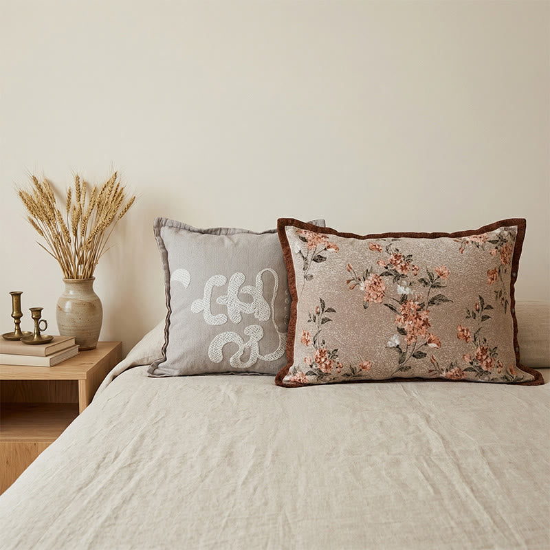 Taies d’oreiller en jacquard floral, 2 pièces.