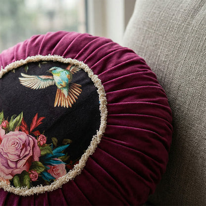 Round floral or plain cushion