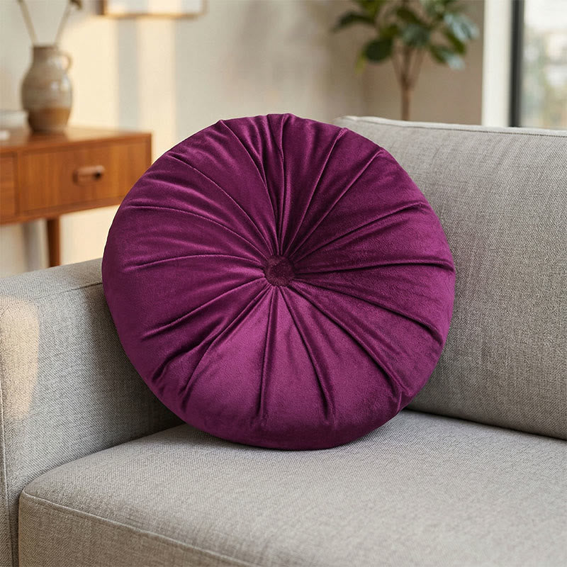 Round floral or plain cushion