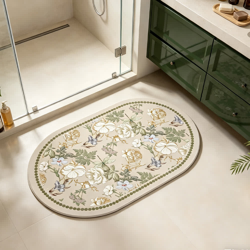 Low-profile diatomaceous earth bath mat