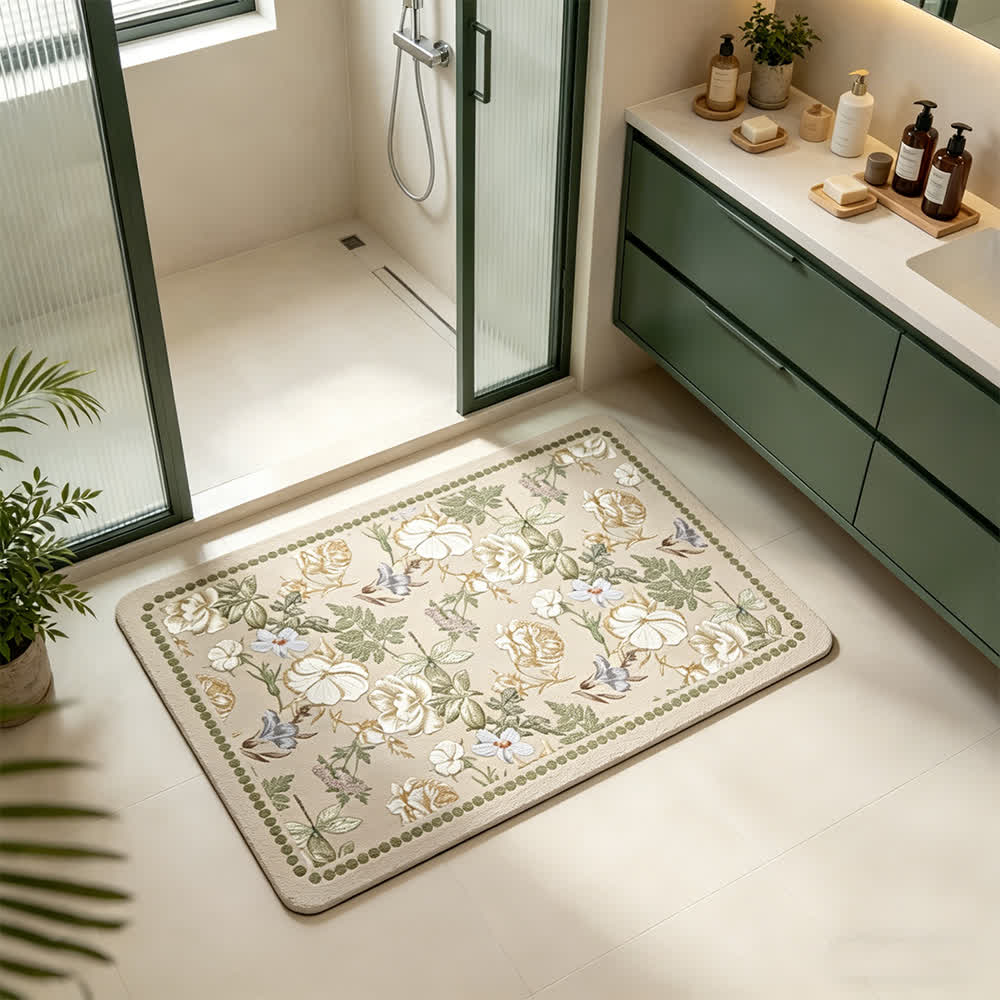Low-profile diatomaceous earth bath mat